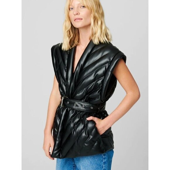 New BlankNYC Under the Radar Vest Womens S Black Vegan Leather Quilted Blank NYC - Picture 1 of 10